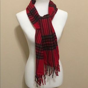 Codello red check scarf 50% cashmere 50% wool